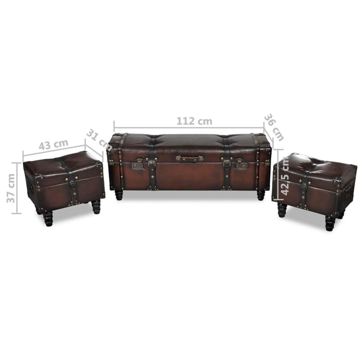 VIDAXL Ensemble de bancs de rangement 3 pcs Marron