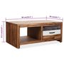 Voir la diapositive 6 : VIDAXL Table basse Bois d'acacia massif 90x50x37,5 cm