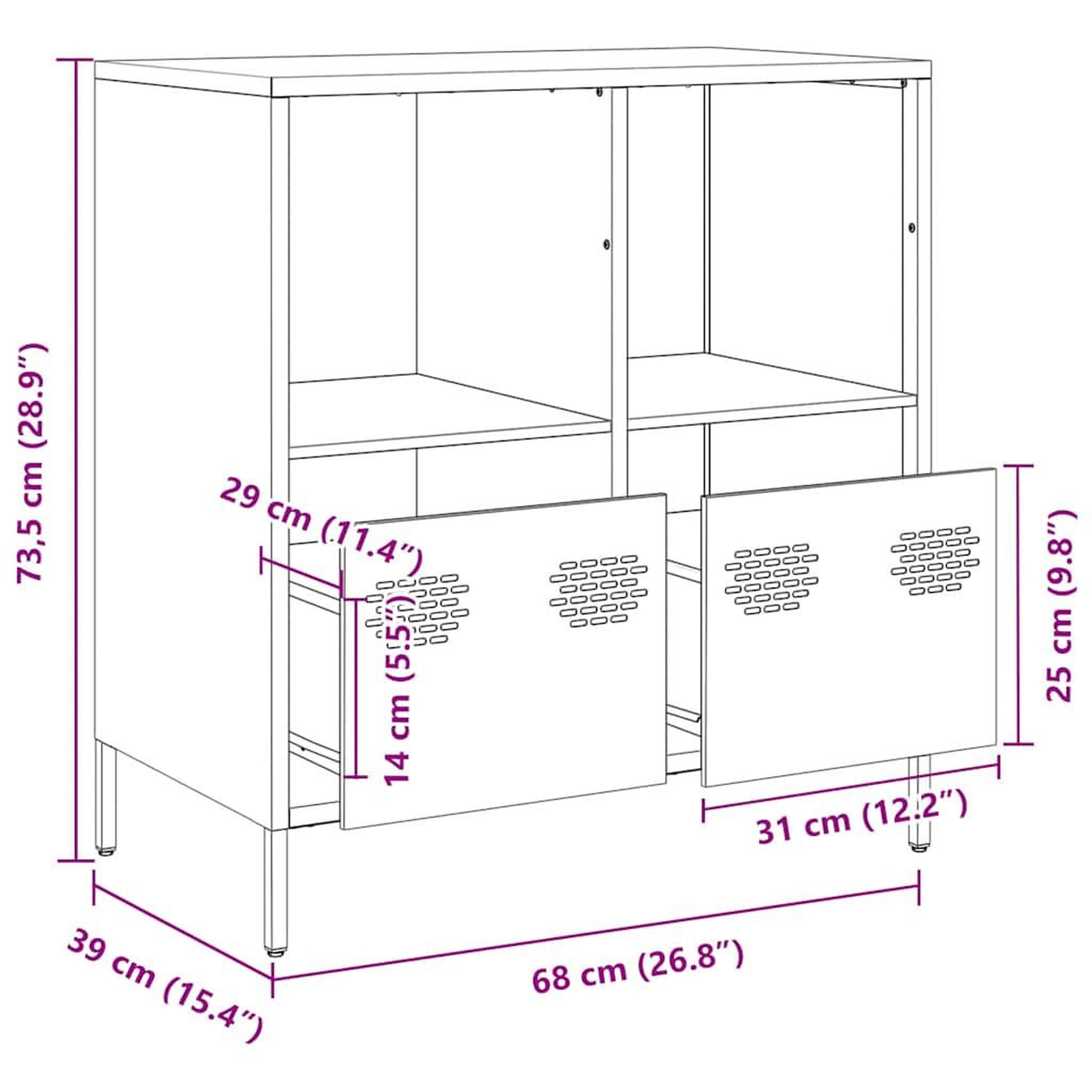 Voir la diapositive 6 : VIDAXL Buffet rose 68x39x73,5 cm acier lamine a froid