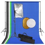 VIDAXL Kit de studio photo avec lampes toile de fond et reflecteur