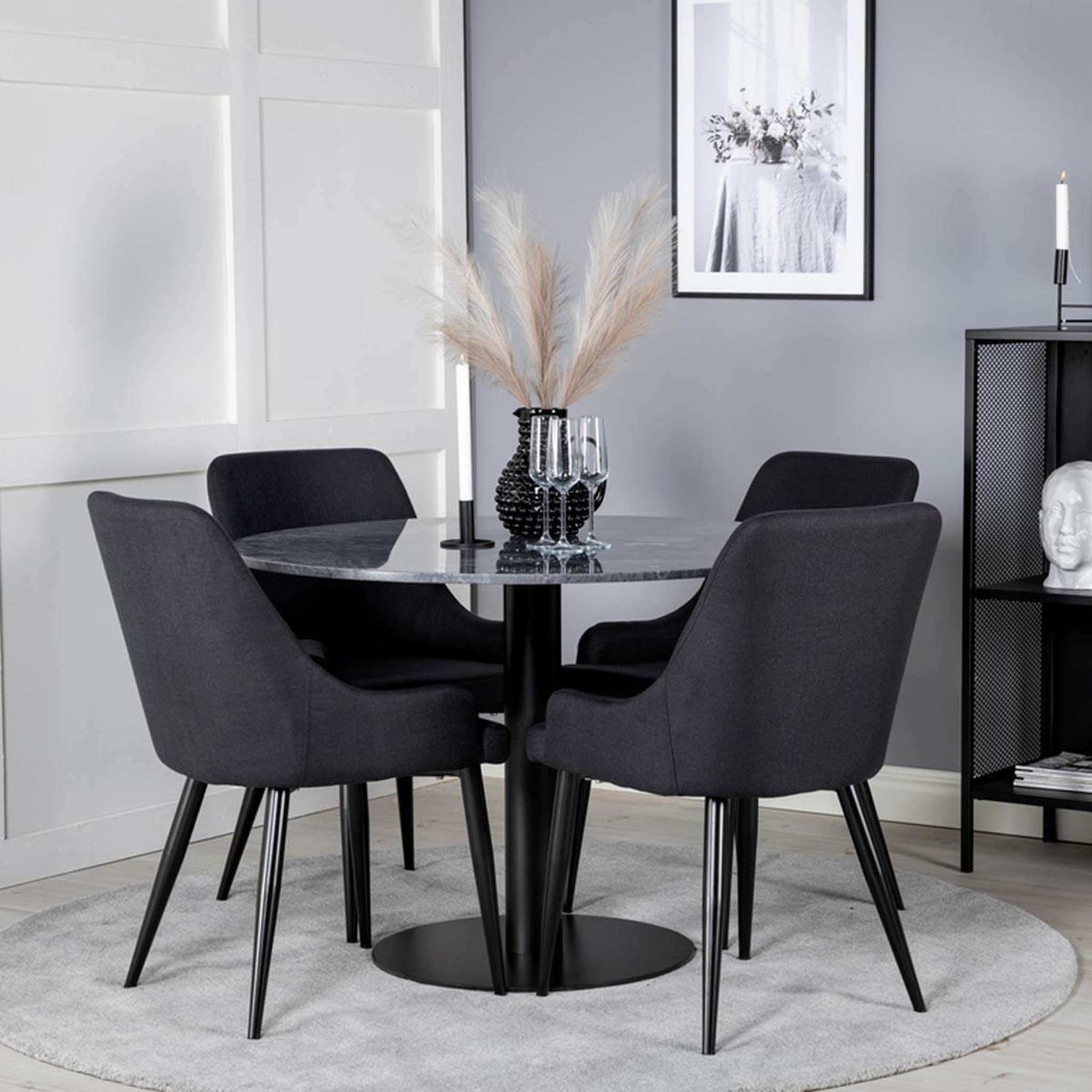 Voir la diapositive 4 : Paris Prix Ensemble Table à Manger & 4 Chaises  Estelle & Plaza  106cm Gris Foncé & Noir