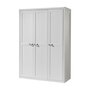 Vipack Lit 90x200 - Chevet 2 tiroirs - Armoire 3 portes et Bureau Lewis - Blanc