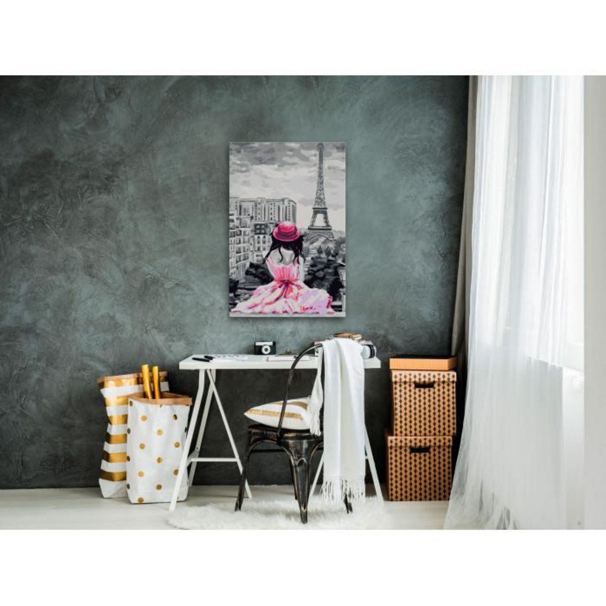 Paris Prix Tableau à Peindre Soi-Même  Paris Vue sur la Tour Eiffel  40x60cm