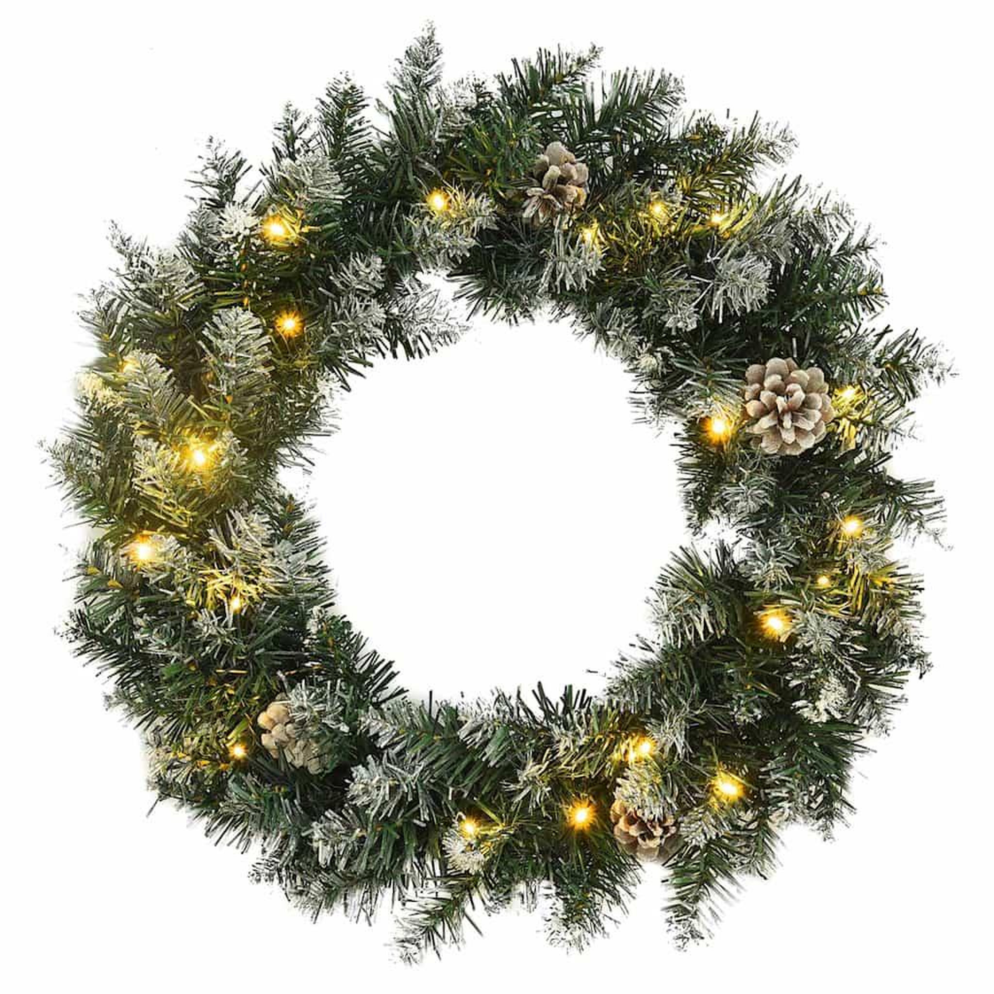 VIDAXL Couronne de noël avec lumieres led vert 60 cm pvc