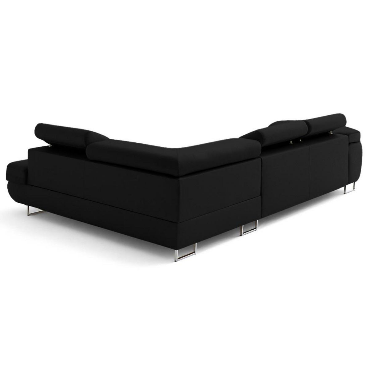 LISA DESIGN Zaria - canapé d'angle droit 5 places convertible avec coffre et têtières en simili