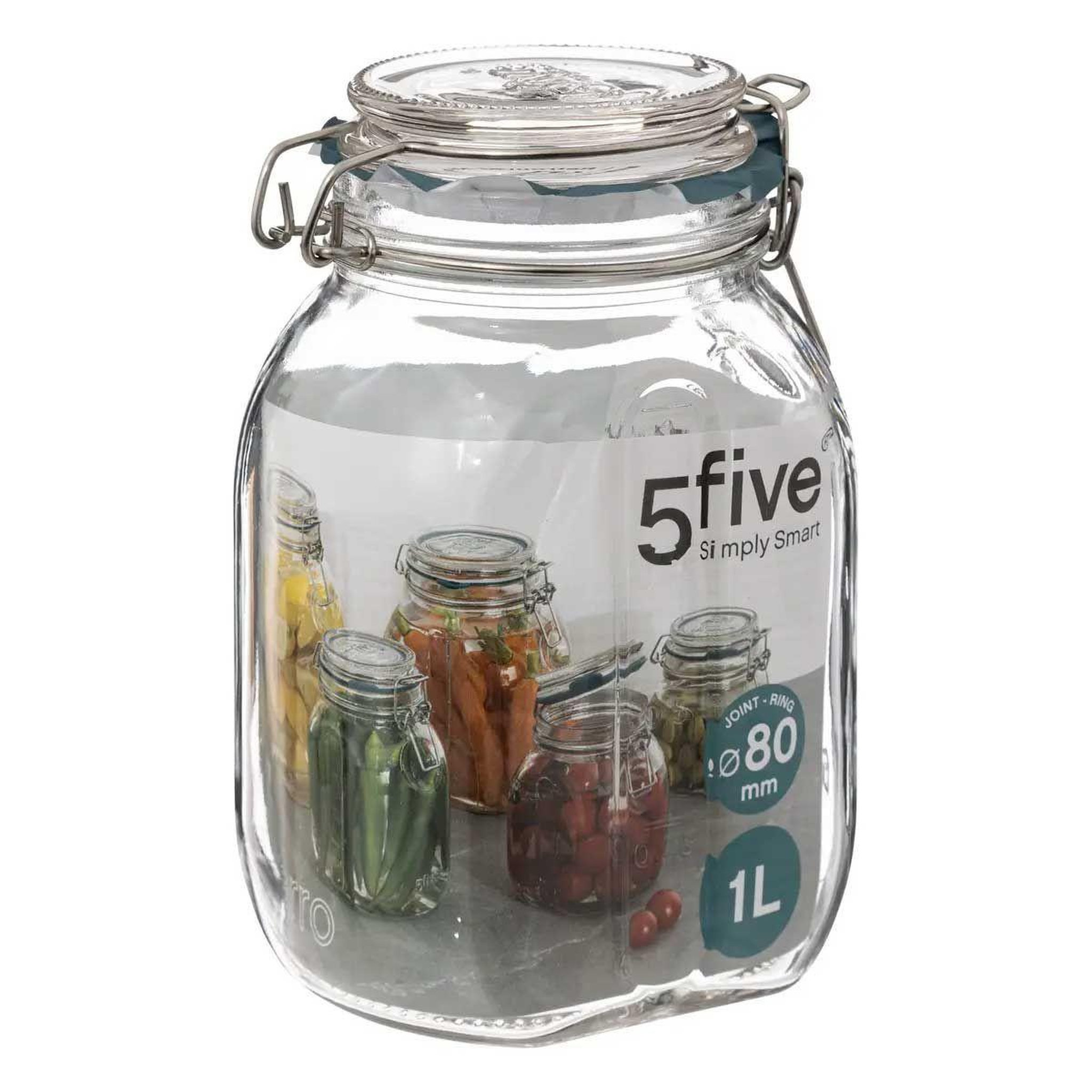 Voir la diapositive 4 : FIVE Bocal en verre gradué  jarro  1l transparent