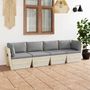Voir la diapositive 1 : VIDAXL Canape palette a 4 places de jardin avec coussins Bois d'epicea