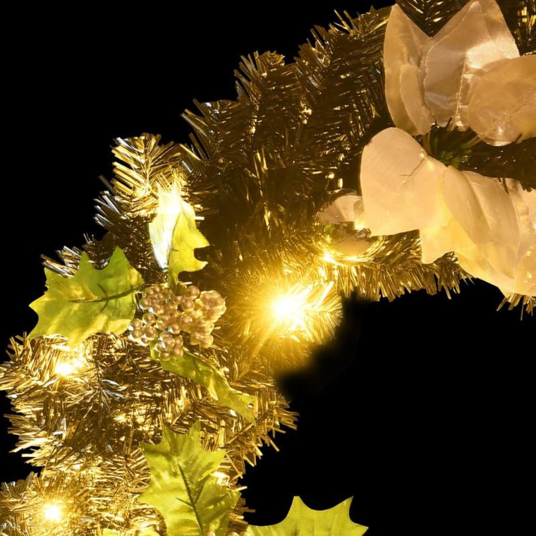 Voir la diapositive 6 : VIDAXL Couronne de Noël avec lumieres LED Noir 60 cm PVC