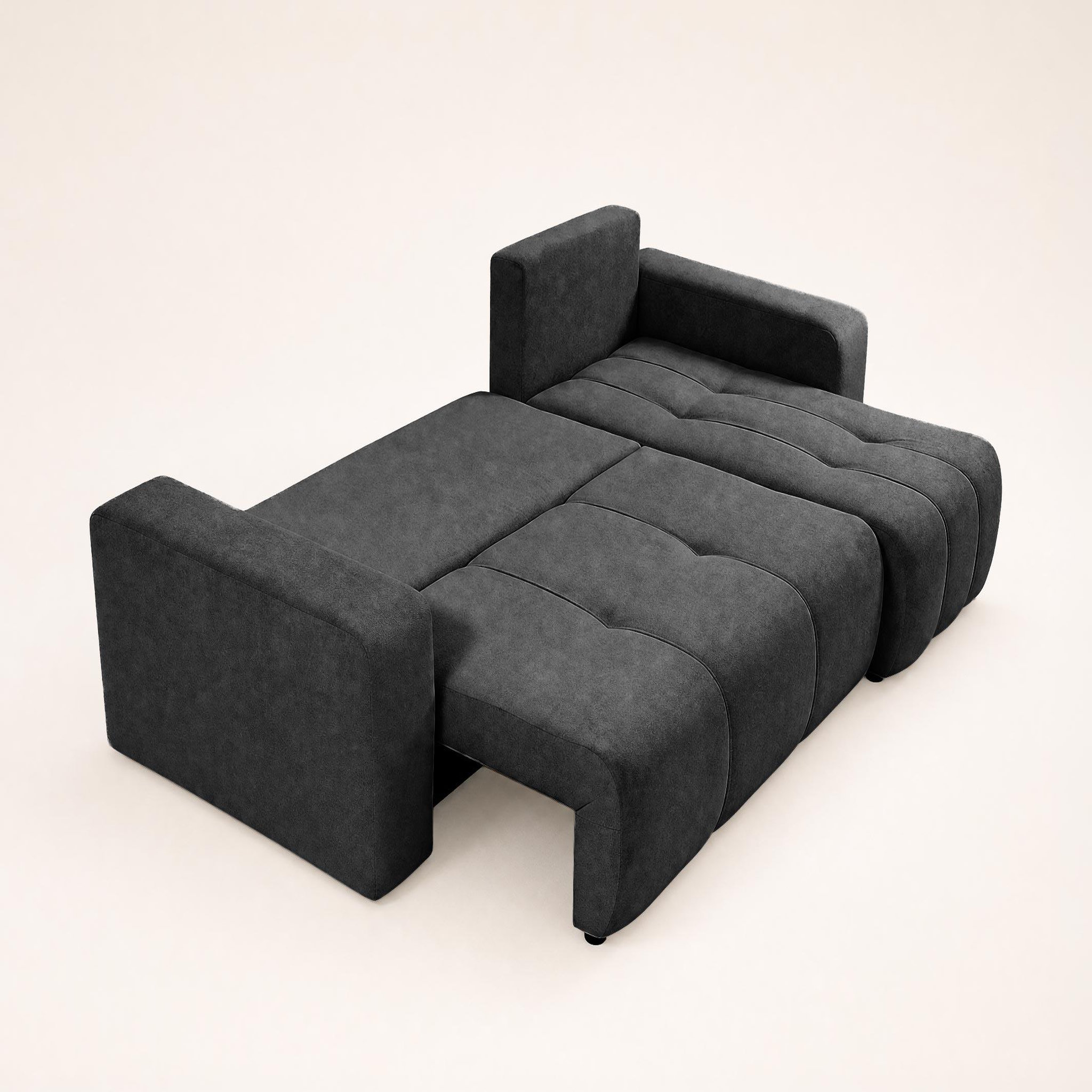 Voir la diapositive 4 : BEST MOBILIER Nicole - canapé d'angle réversible 4 places convertible avec coffre en tissu