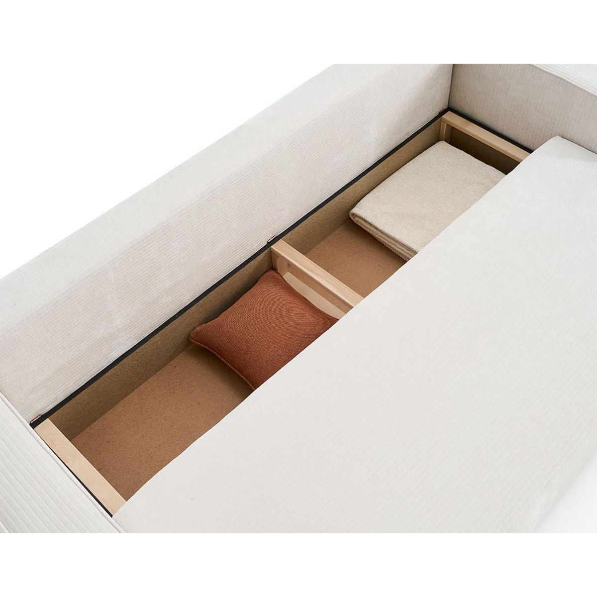 BEST MOBILIER Topaze - canapé 3 places - convertible avec coffre - en velours côtelé plat