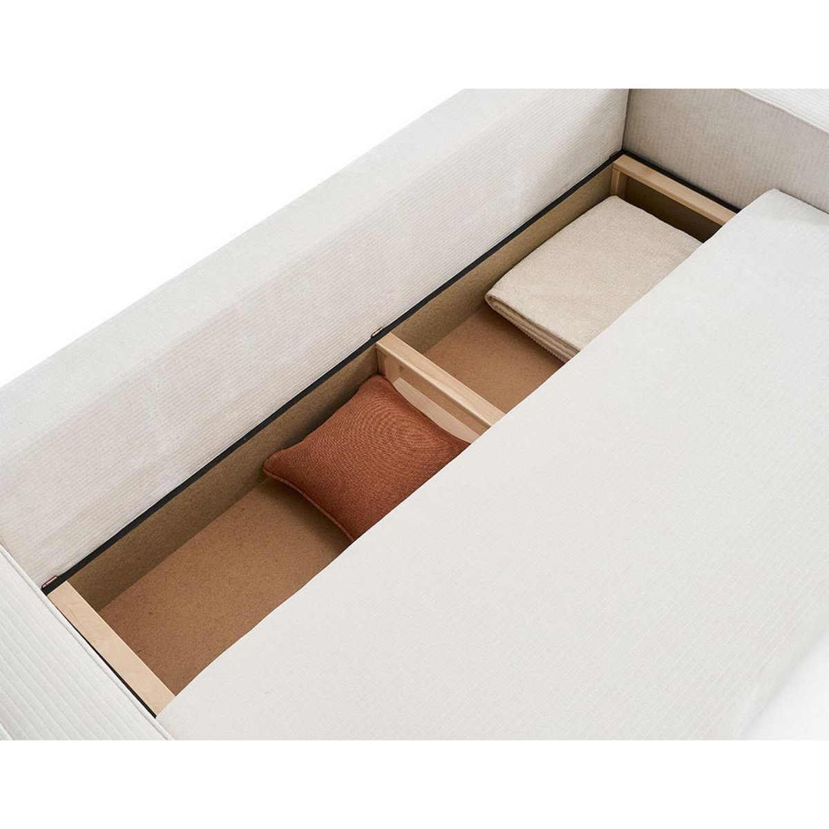 BEST MOBILIER Topaze - canapé 3 places - convertible avec coffre - en velours côtelé plat