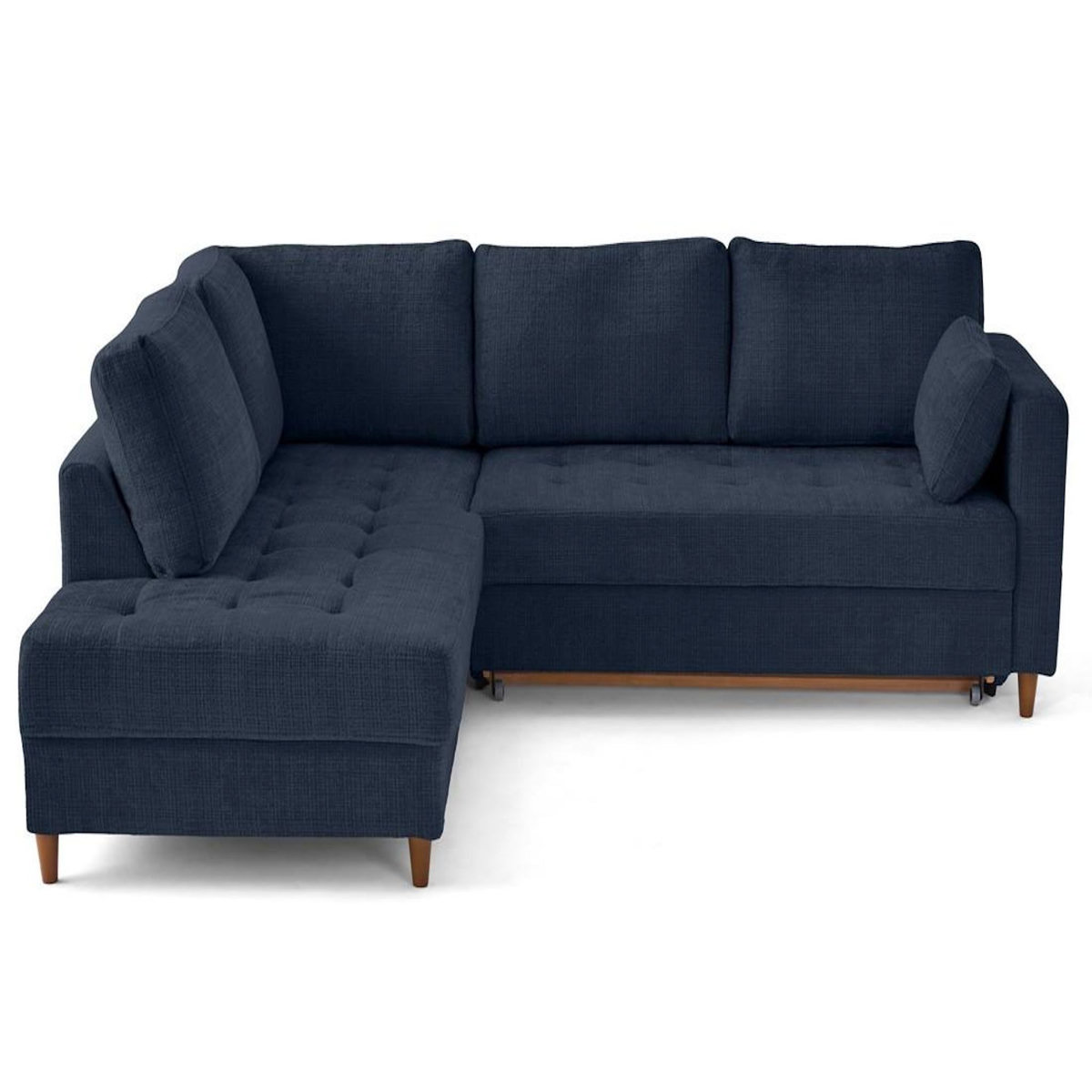 LISA DESIGN Anna - canapé d'angle gauche 5 places convertible en velours texturé