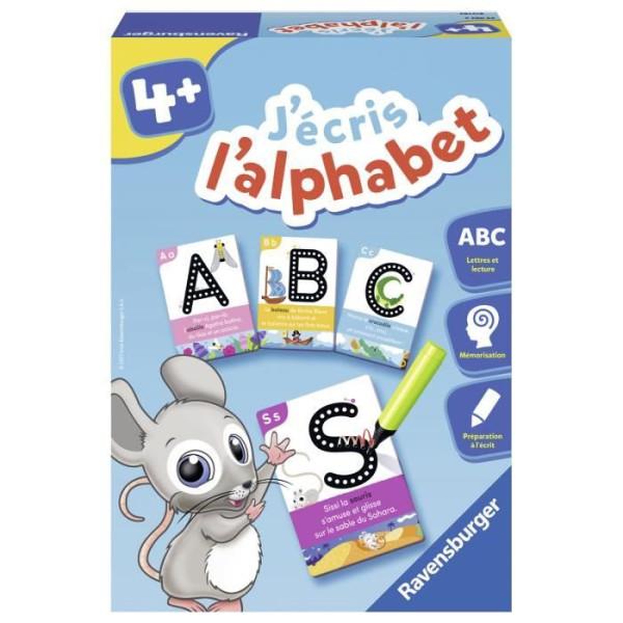 Voir la diapositive 2 : RAVENSBURGER J'écris l'alphabet - Jeu éducatif - Préparation a l'écriture - Ravensburger - Des 4 ans