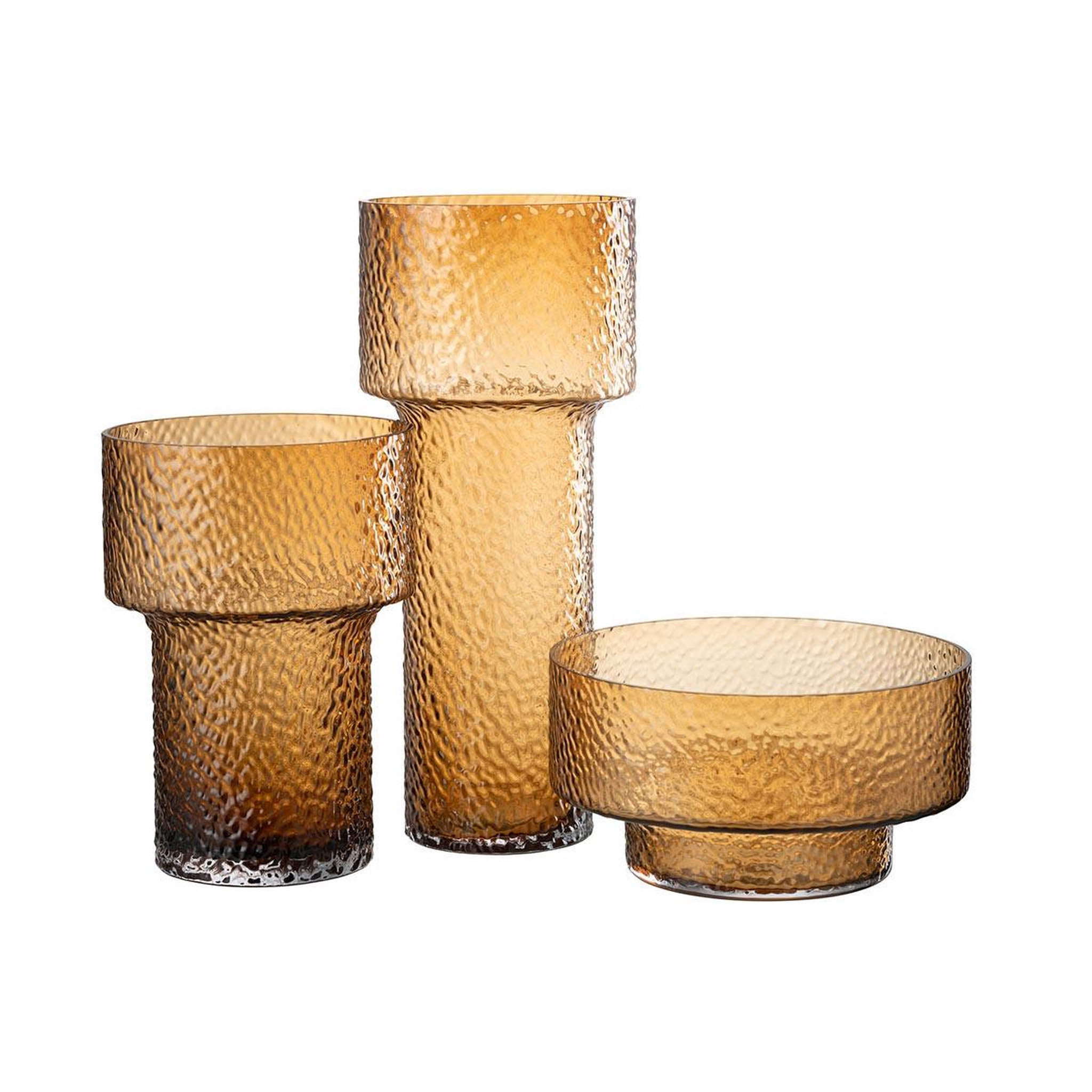 Voir la diapositive 2 : J-LINE Vase design en verre  betty  15cm marron