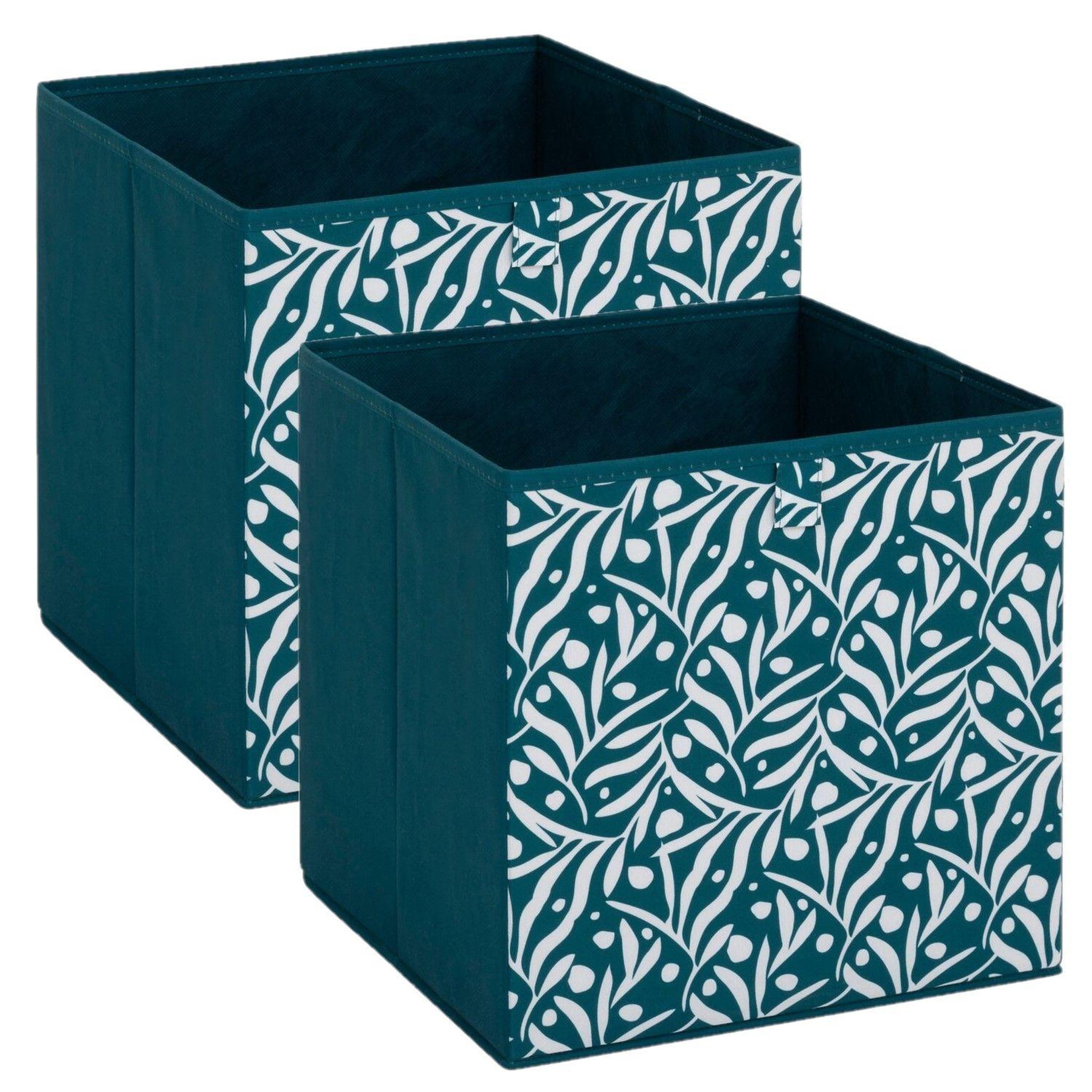 TOILINUX Lot de 2 boites de rangement olivia - l. 31 x l.31 x h. 31 cm - bleu