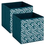 FIVE Lot de 2 boites de rangement OLIVIA - L. 31 x l.31 x H. 31 cm - Bleu