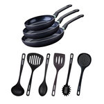 Fackelmann Ensemble de 3 poêles de 20, 24 et 28 cm et 6 ustensiles Fackelmann Brandao