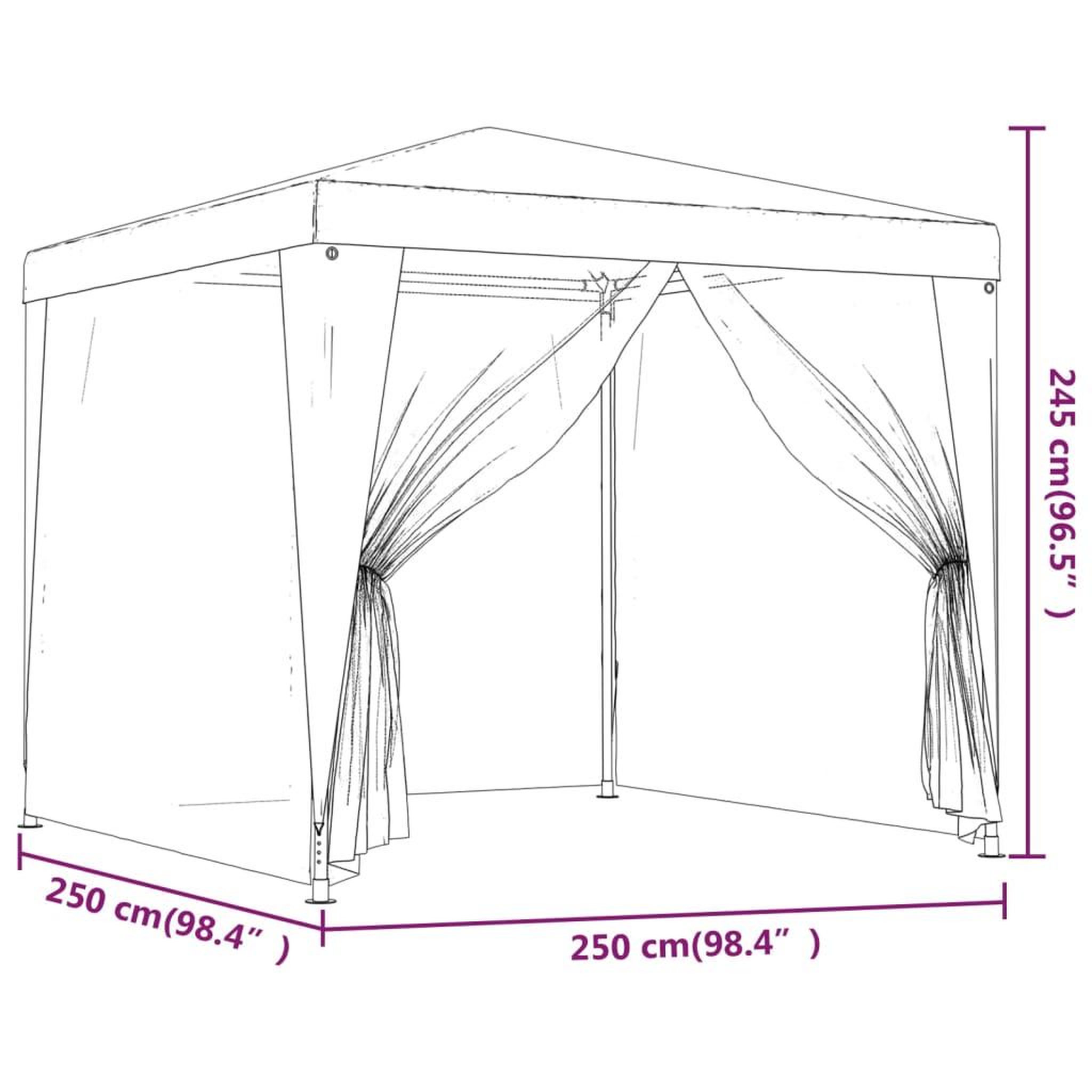 Voir la diapositive 6 : VIDAXL Tente de fete avec 4 parois laterales en maille Bleu 2,5x2,5 m