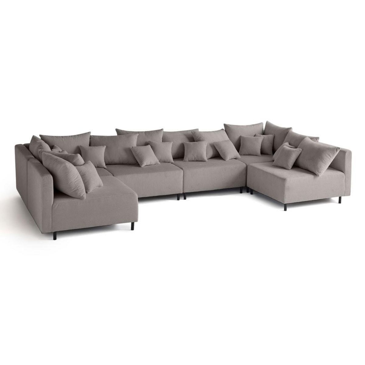 LISA DESIGN Edinburg - canapé modulable panoramique 6 places - en velours côtelé