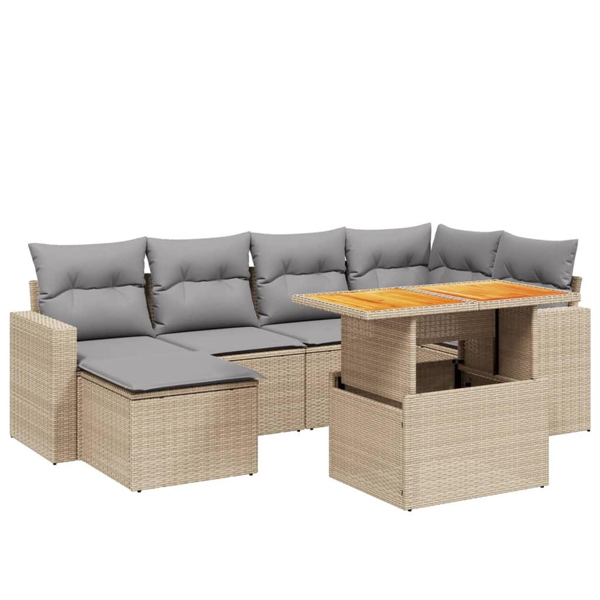 Voir la diapositive 2 : VIDAXL Salon de jardin avec coussins 7 pcs beige resine tressee