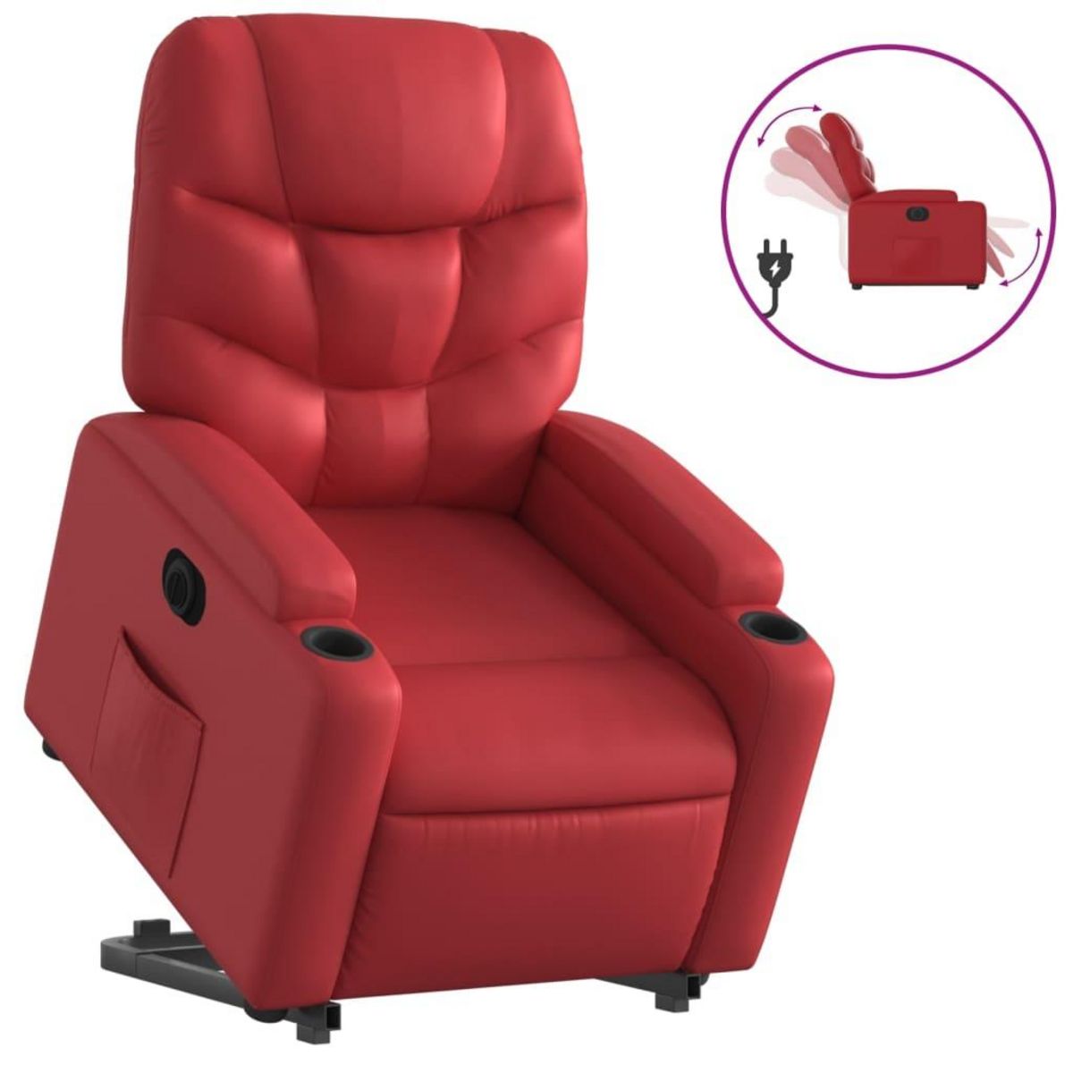 VIDAXL Fauteuil inclinable electrique rouge similicuir