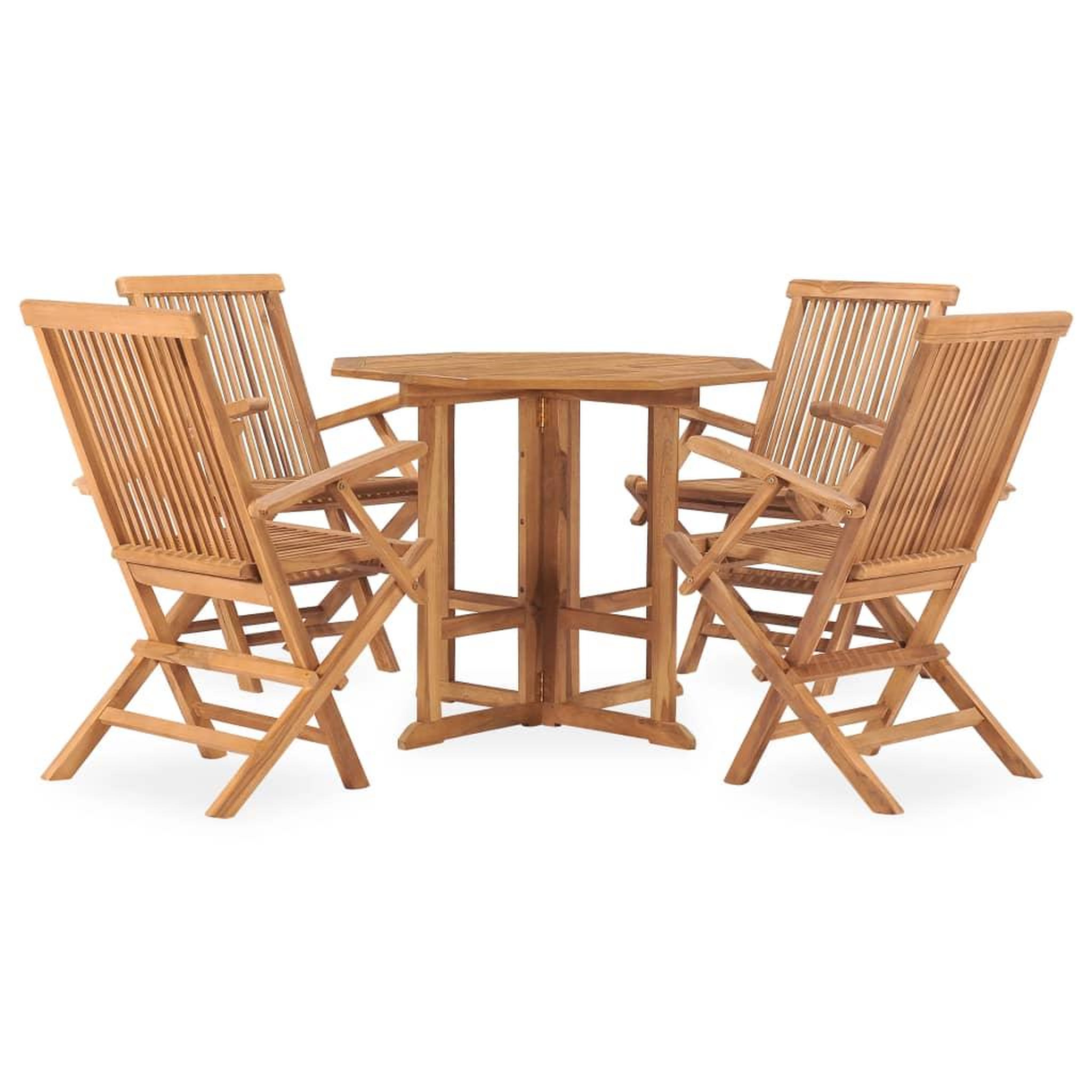 Voir la diapositive 2 : VIDAXL Ensemble a manger d'exterieur pliable 5 pcs Bois solide de teck