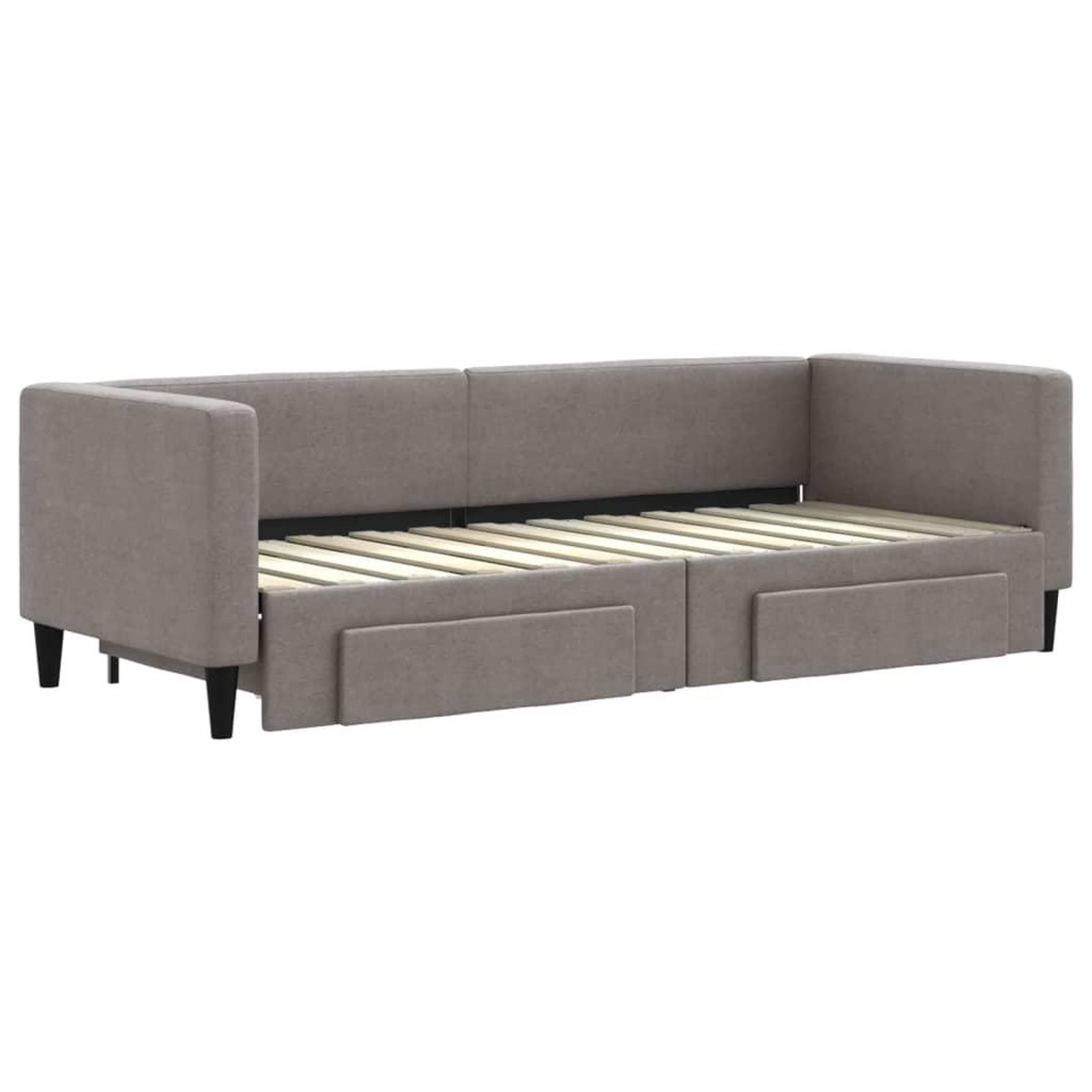 Voir la diapositive 3 : VIDAXL Lit de jour avec gigogne et tiroirs sans matelas taupe 80x200cm