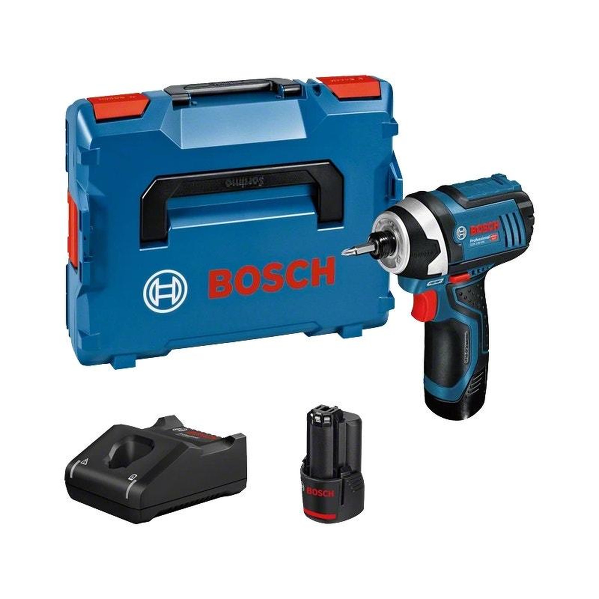 Bosch Professional Visseuse à chocs sans-fil 12v 105nm 1/4  + 2 batteries 2ah + chargeur 12v + coffret l-boxx - gdr 12v-105