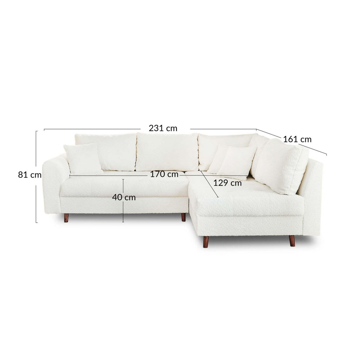 LISA DESIGN Rune - canapé d'angle droit - 4 places - en tissu bouclette