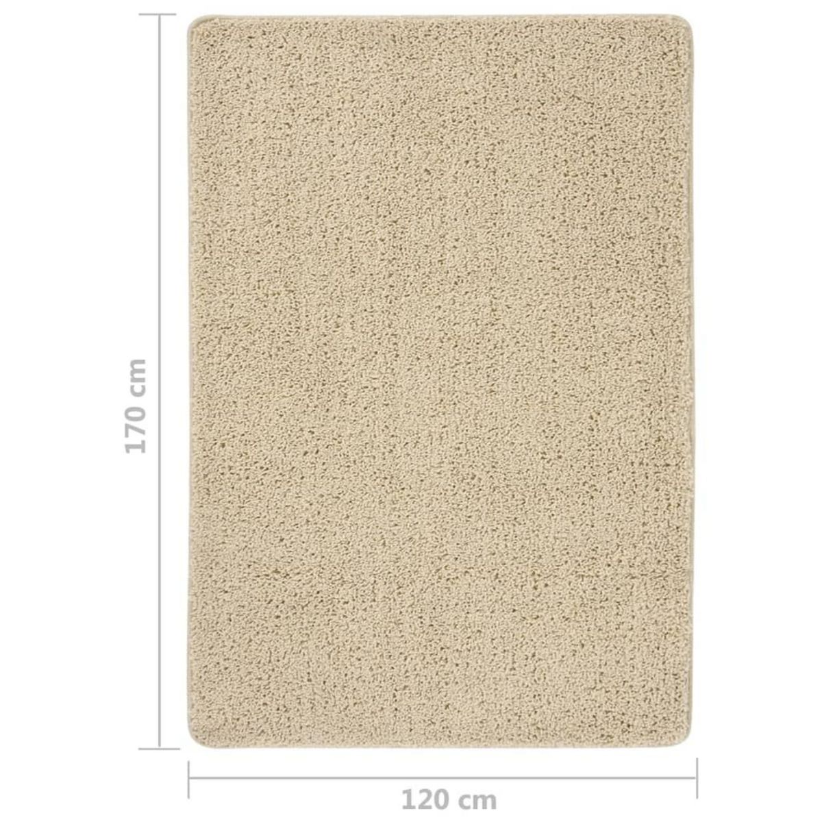 VIDAXL Tapis shaggy antiderapant Creme 120x170 cm