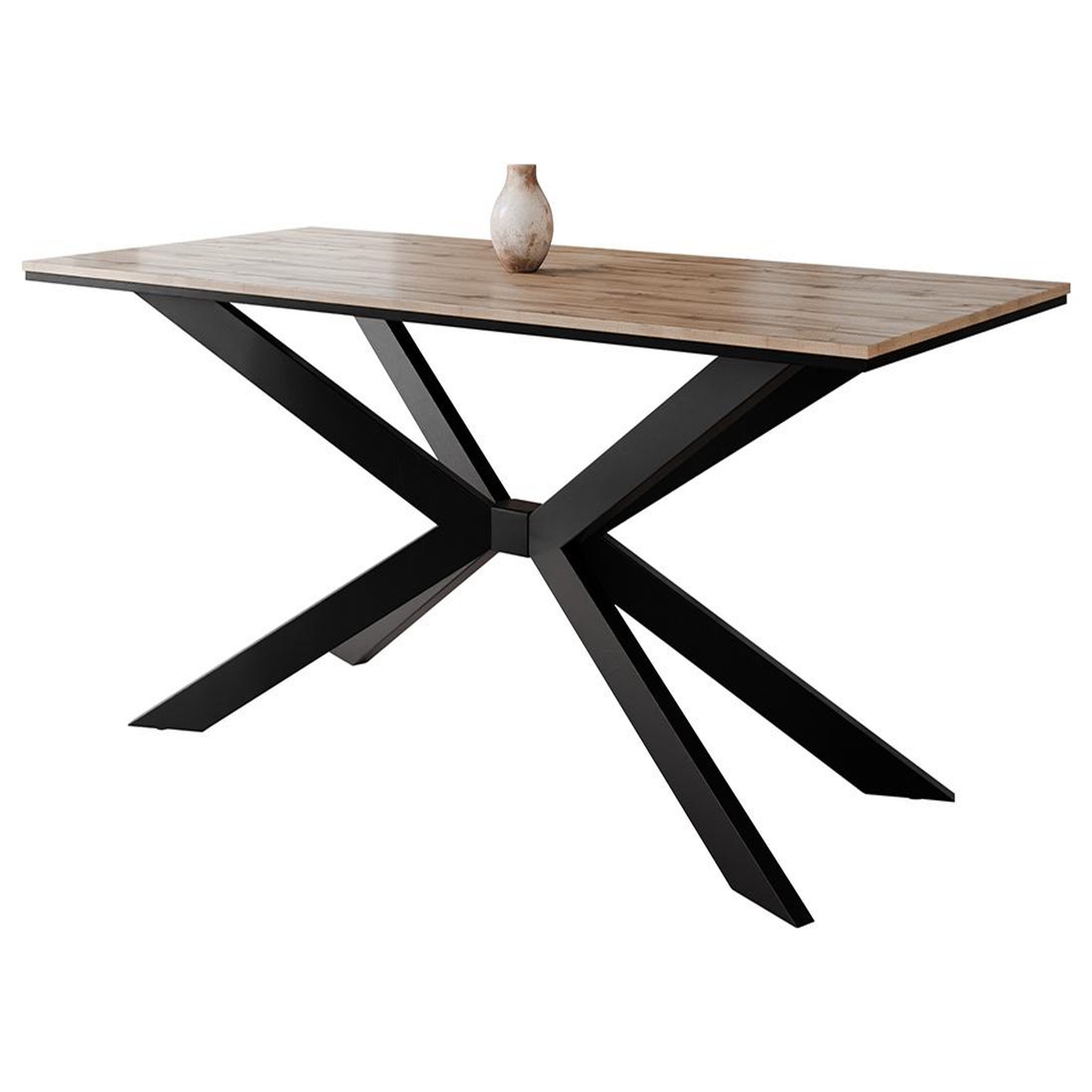 Voir la diapositive 3 : BEST MOBILIER Casey - table à manger - plateau effet bois - pieds en métal - 4 à 8 personnes