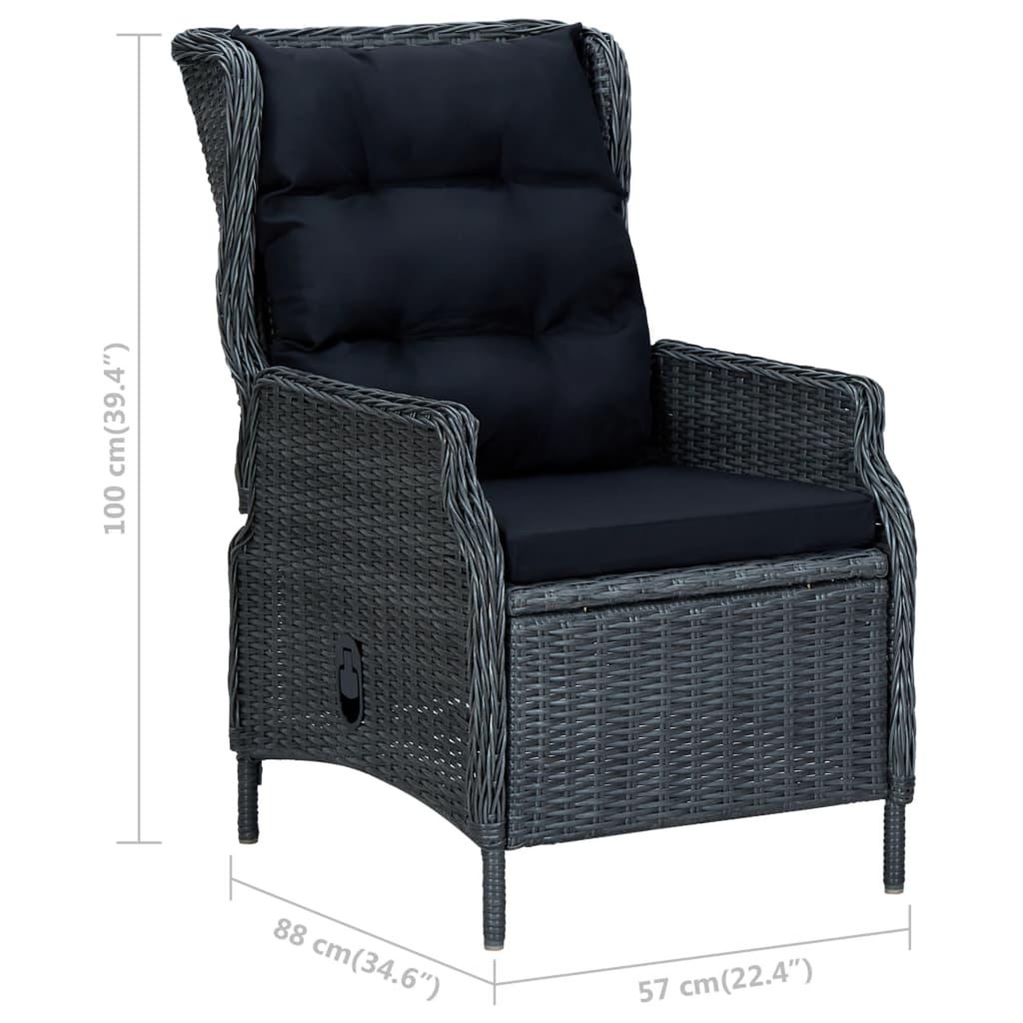 Voir la diapositive 6 : VIDAXL Ensemble a manger d'exterieur 9pcs et coussins rotin gris fonce