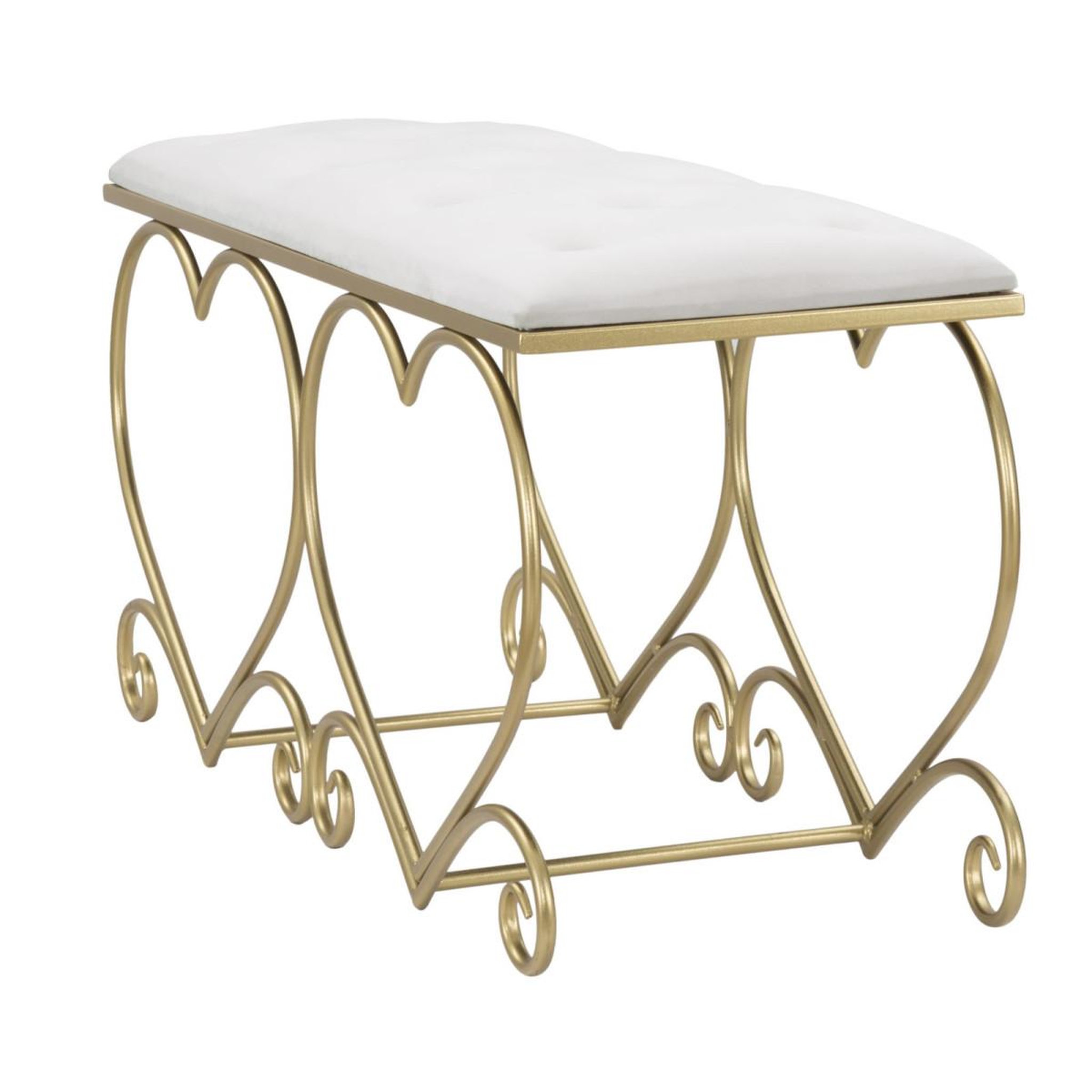 Voir la diapositive 2 : Paris Prix Banc design  heart  105cm crème & or