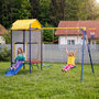 Voir la diapositive 4 : MERAX Aire de jeux extérieur 4 en 1 avec trampoline, balançoire, toboggan et panier basket