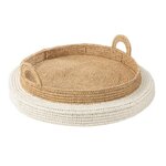 Paris Prix Plateau de Service Flottant  Jonc de Mer  75cm Naturel & Blanc