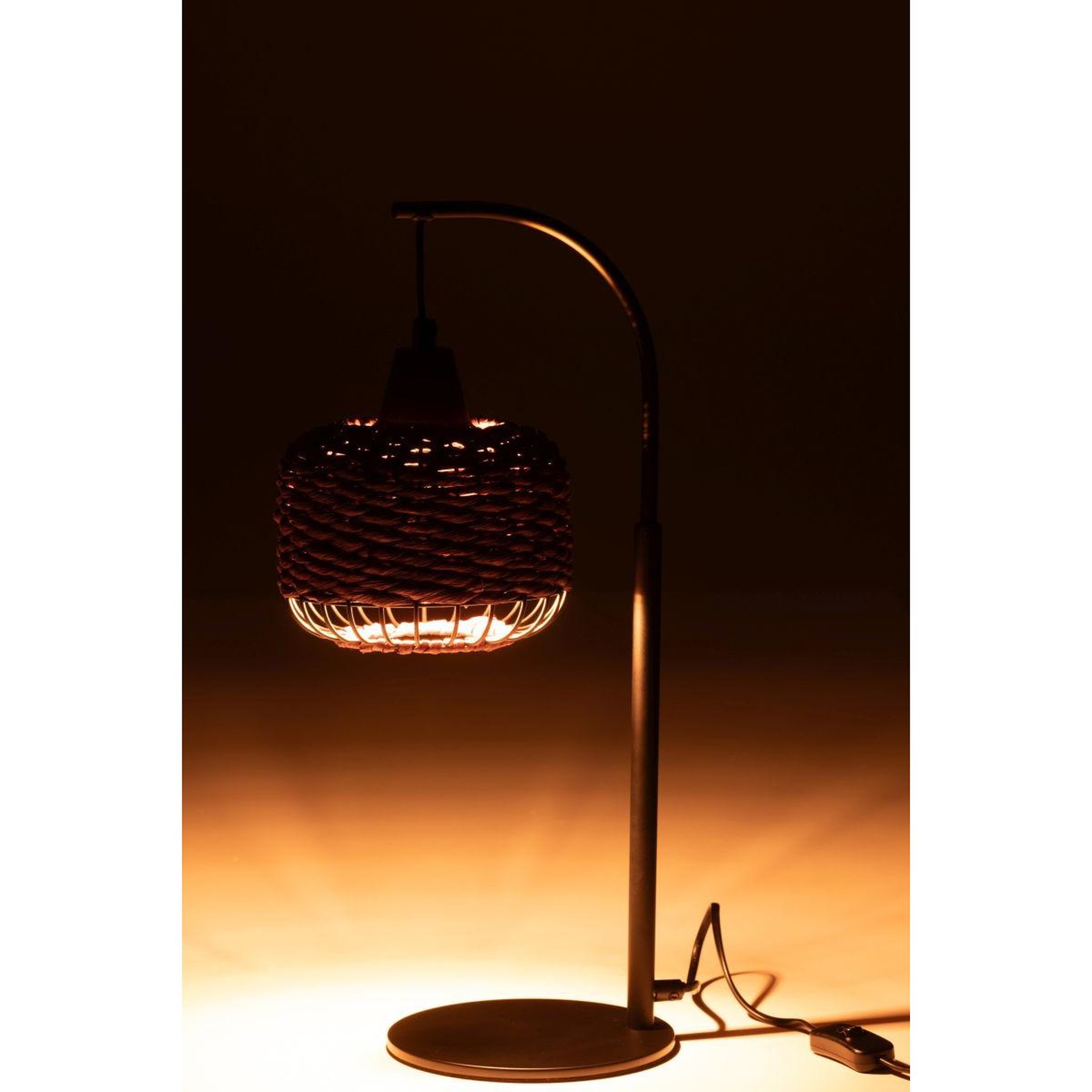 Voir la diapositive 3 : J-LINE Lampe à poser lanterne en métal  eldon  52cm mauve