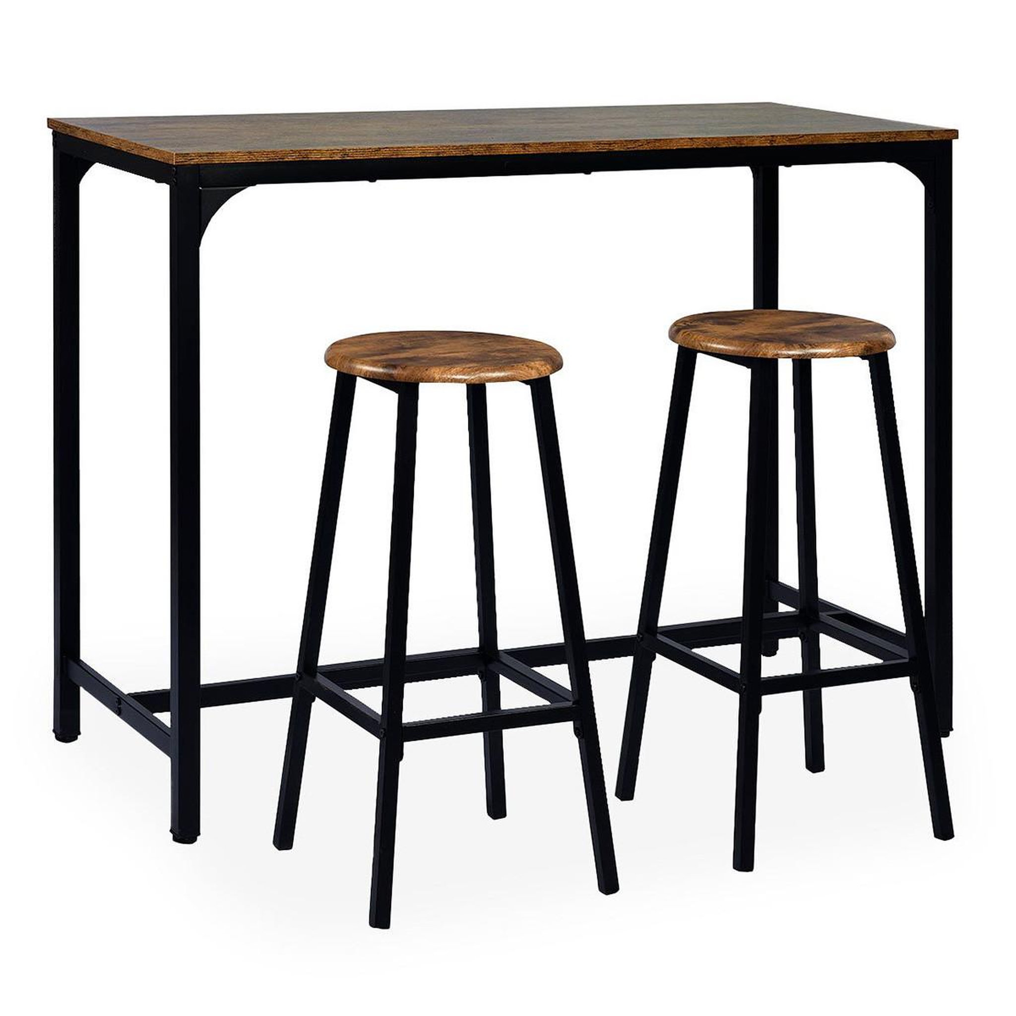 Paris Prix Ensemble table de bar & 2 tabourets  maynard  120cm naturel & noir