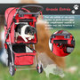 Voir la diapositive 4 : PAWHUT Poussette buggy pour chien chat animaux roue avant pivotante 360 degrés rouge