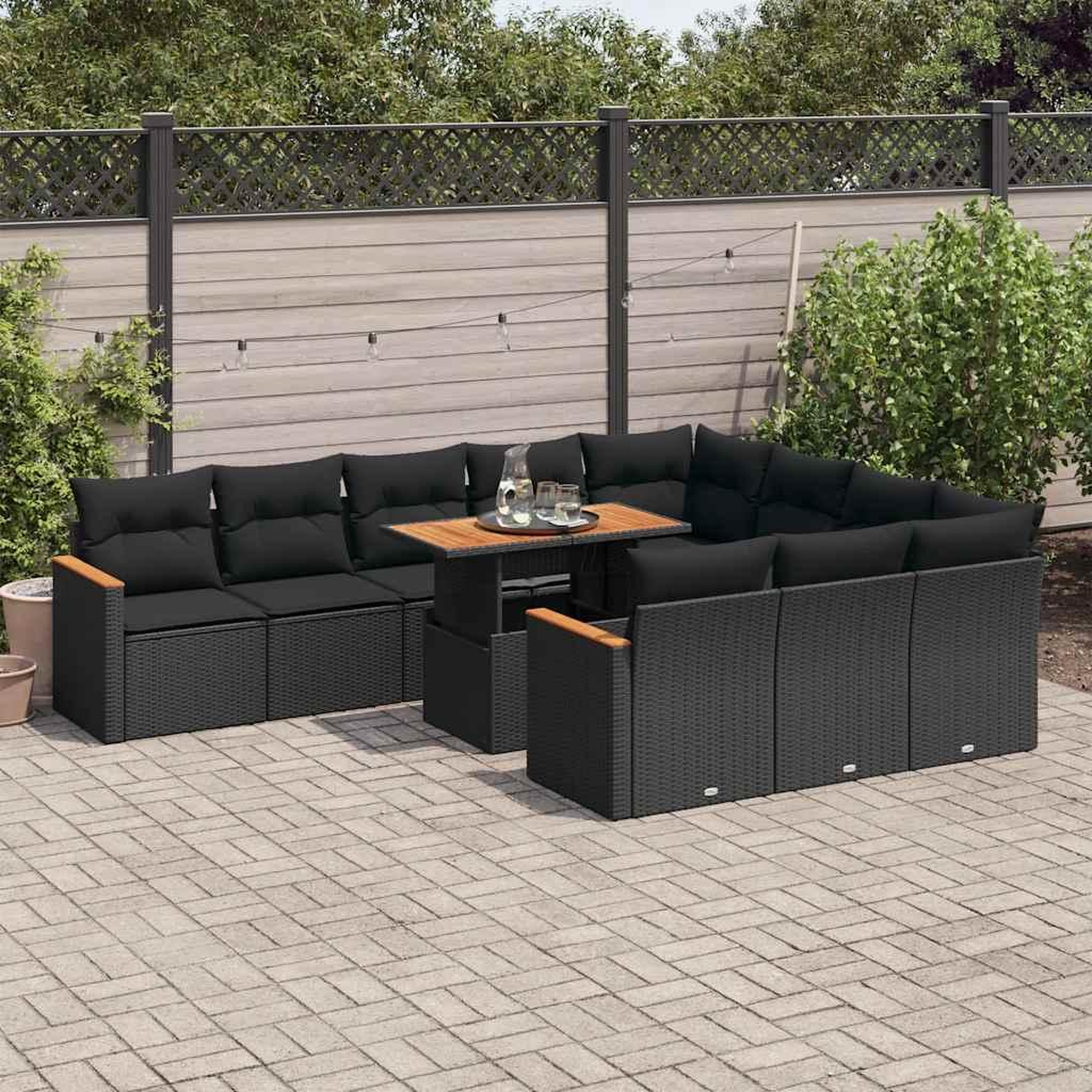 VIDAXL Ensemble de canapes de jardin 11 pcs et coussins rotin acacia
