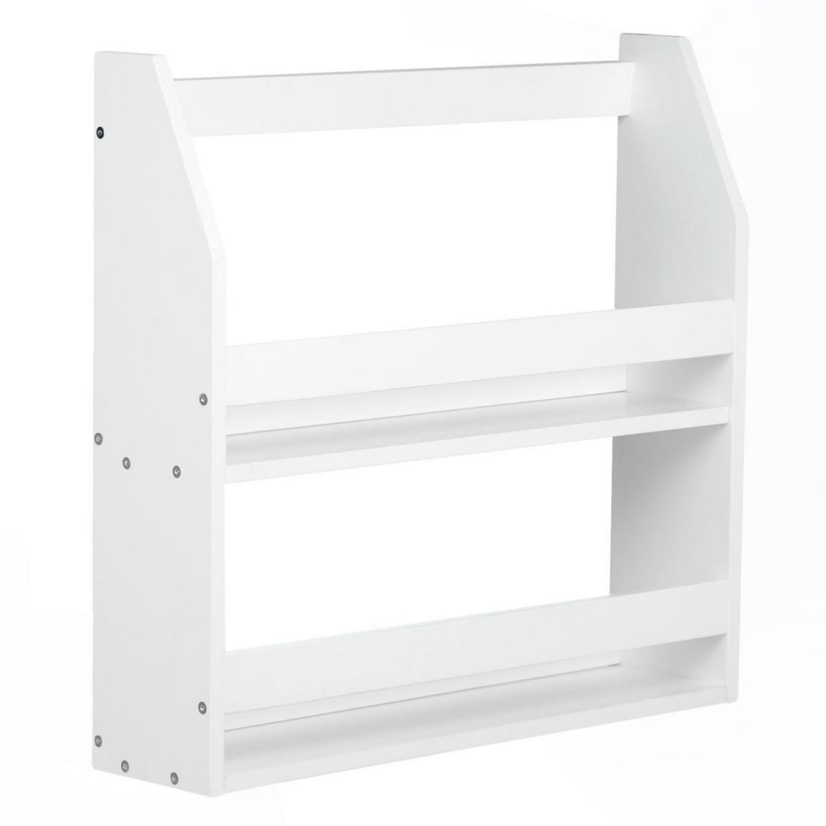 HomeStyle4U Étagère Murale Suspendue en Bois Laqué Blanc - 64x60x16 cm pour Décoration Intérieure