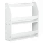 HomeStyle4U Étagère Murale Suspendue en Bois Laqué Blanc - 64x60x16 cm pour Décoration Intérieure