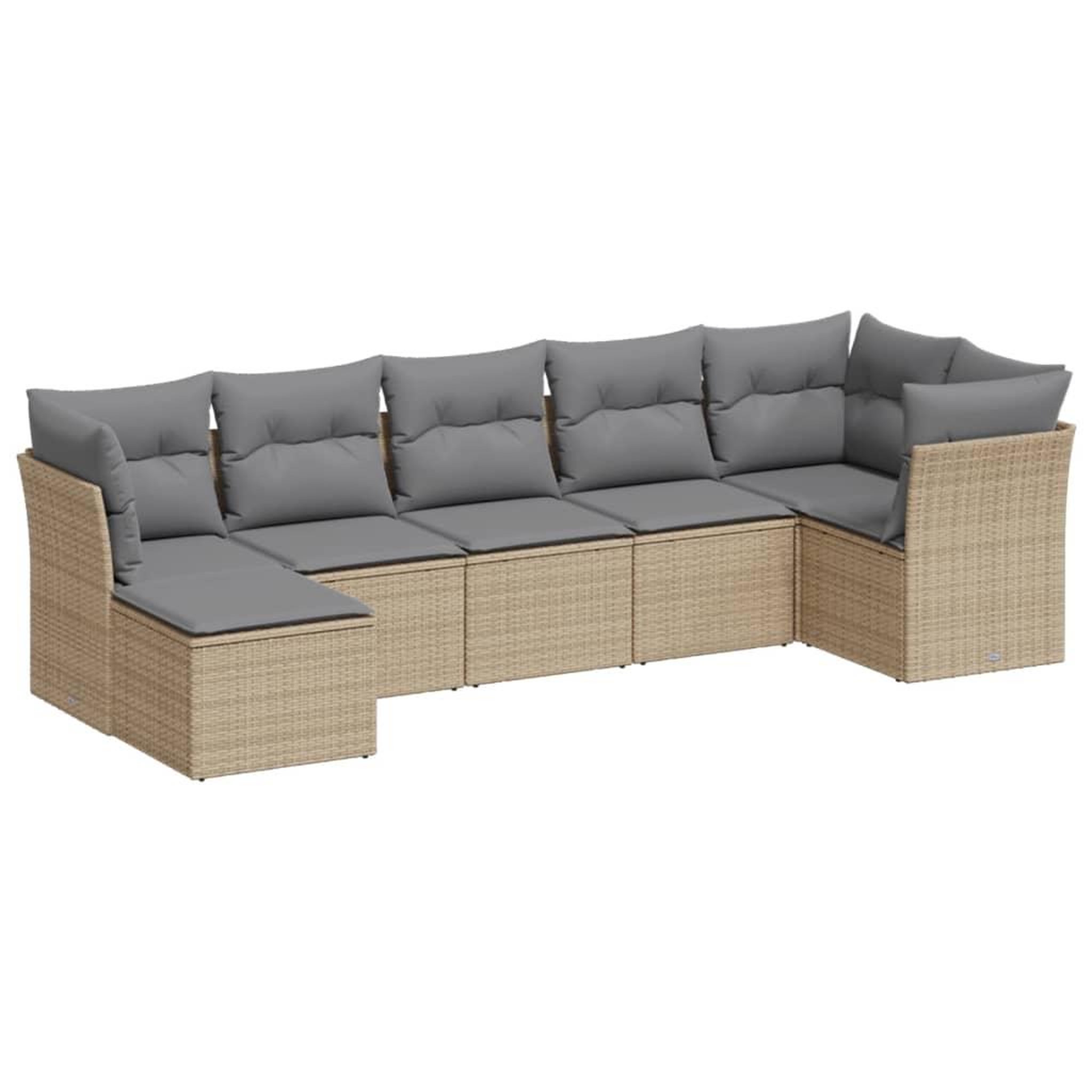 Voir la diapositive 2 : VIDAXL Salon de jardin avec coussins 7 pcs beige resine tressee