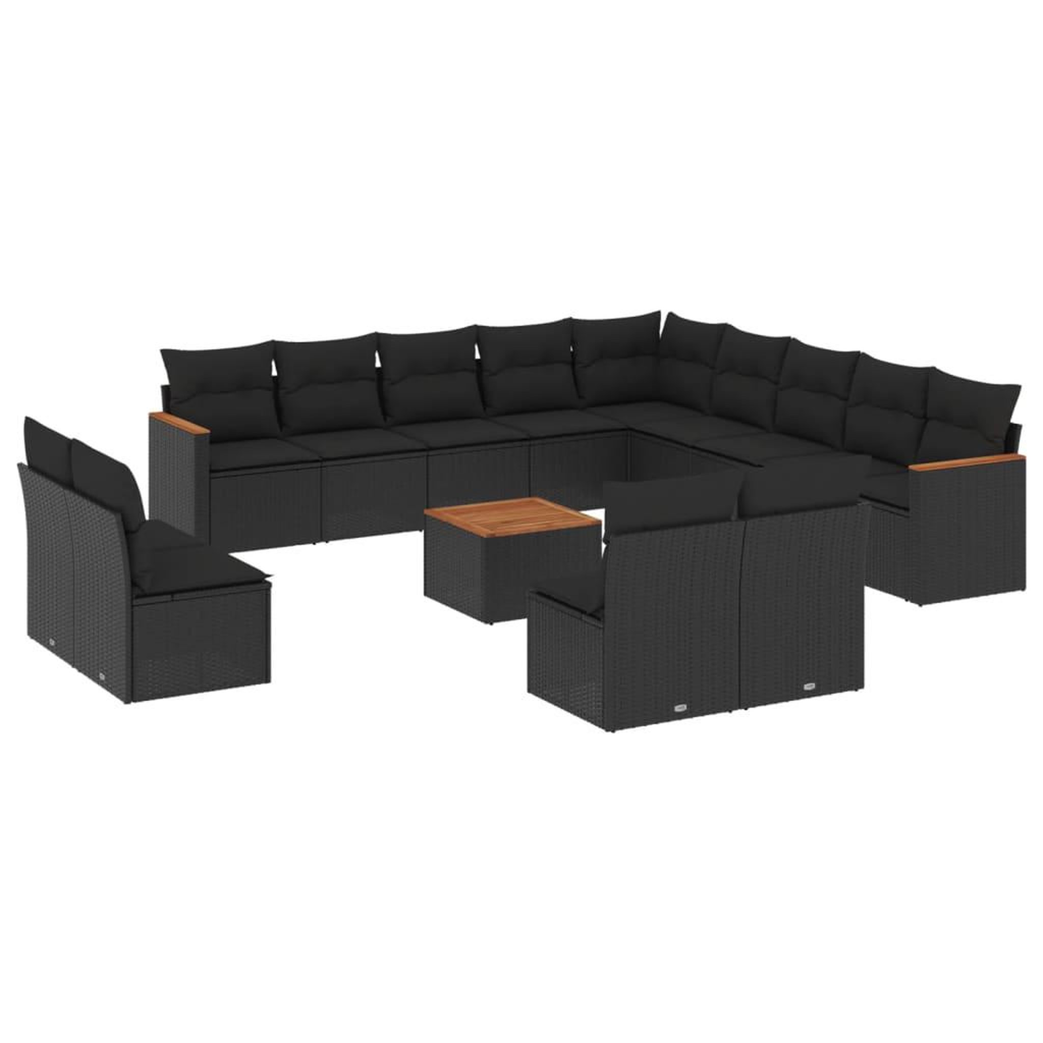 Voir la diapositive 2 : VIDAXL Salon de jardin avec coussins 14 pcs noir resine tressee