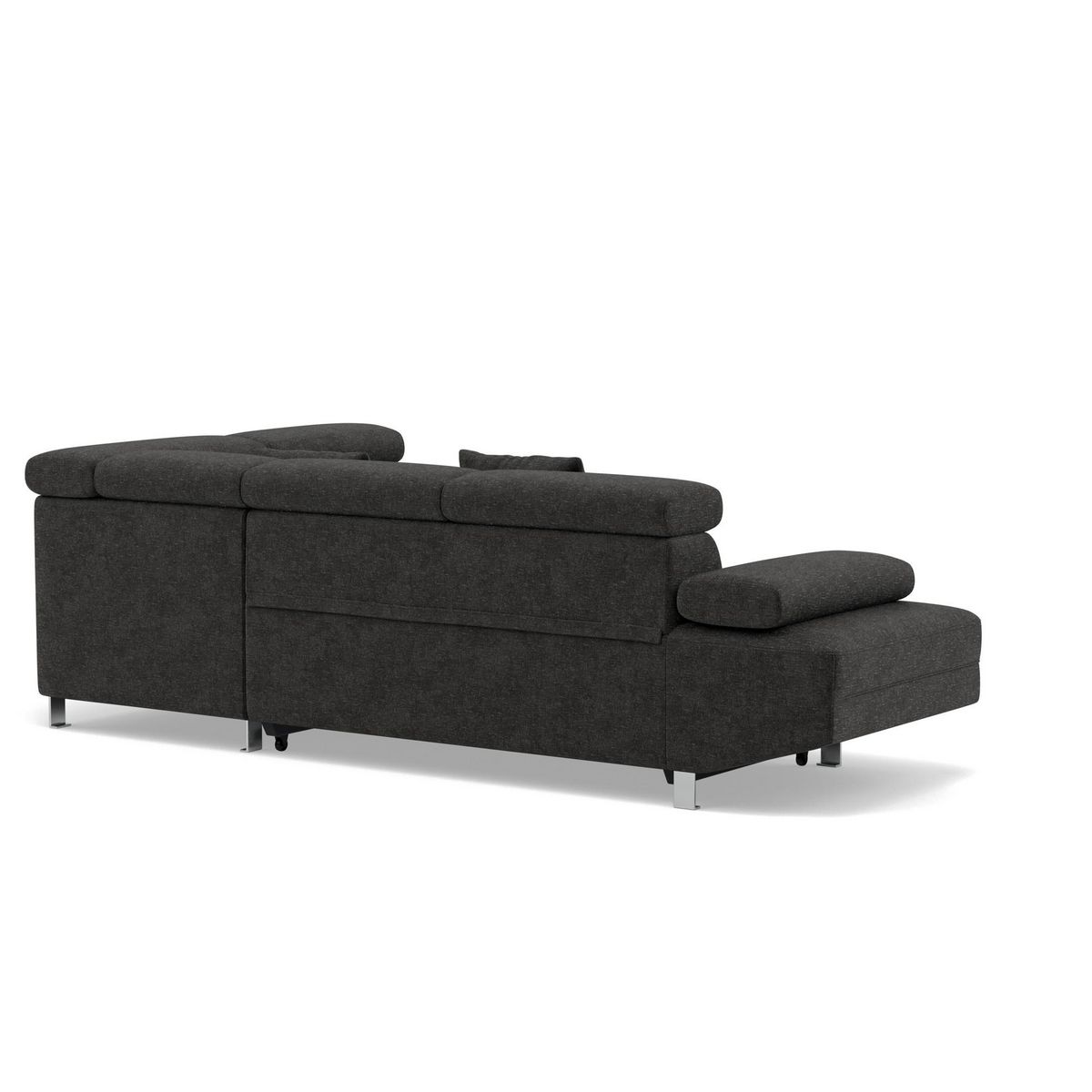 BEST MOBILIER Margaux - canapé d'angle droit 5 places convertible avec coffre et têtières réglables en velours texturé