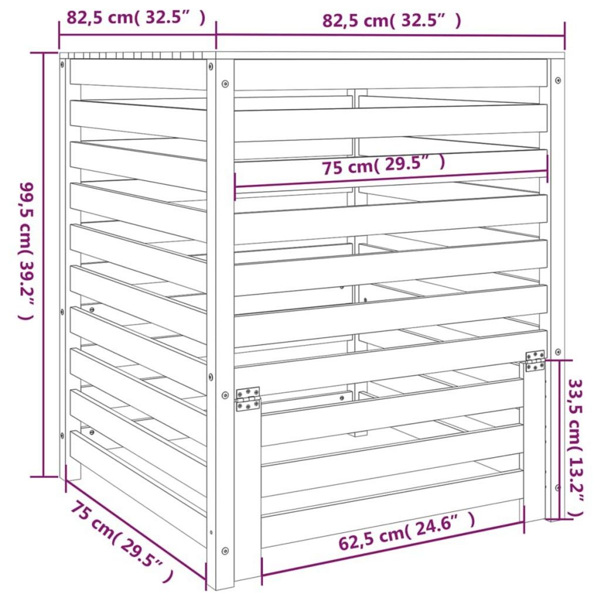 VIDAXL Composteur Blanc 82,5x82,5x99,5 cm Bois massif de pin