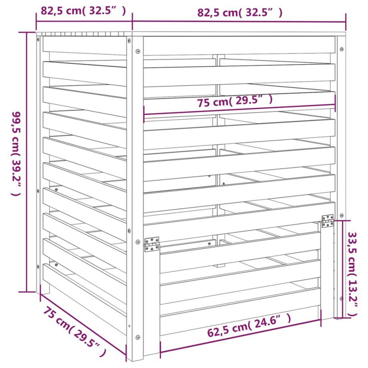 VIDAXL Composteur Blanc 82,5x82,5x99,5 cm Bois massif de pin