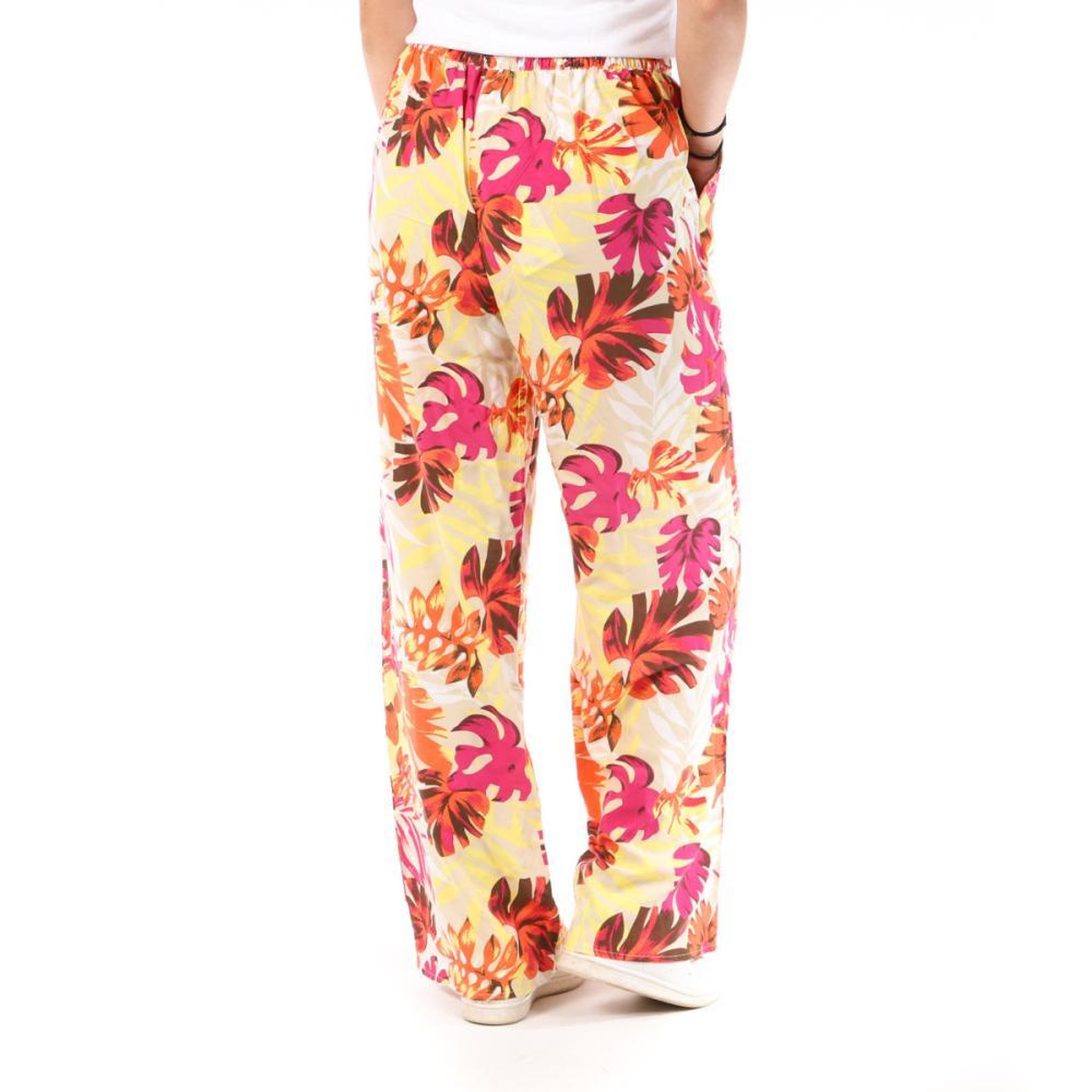 Voir la diapositive 2 : Only Pantalon Orange à fleurs Femme Only Nova Life Palazzo