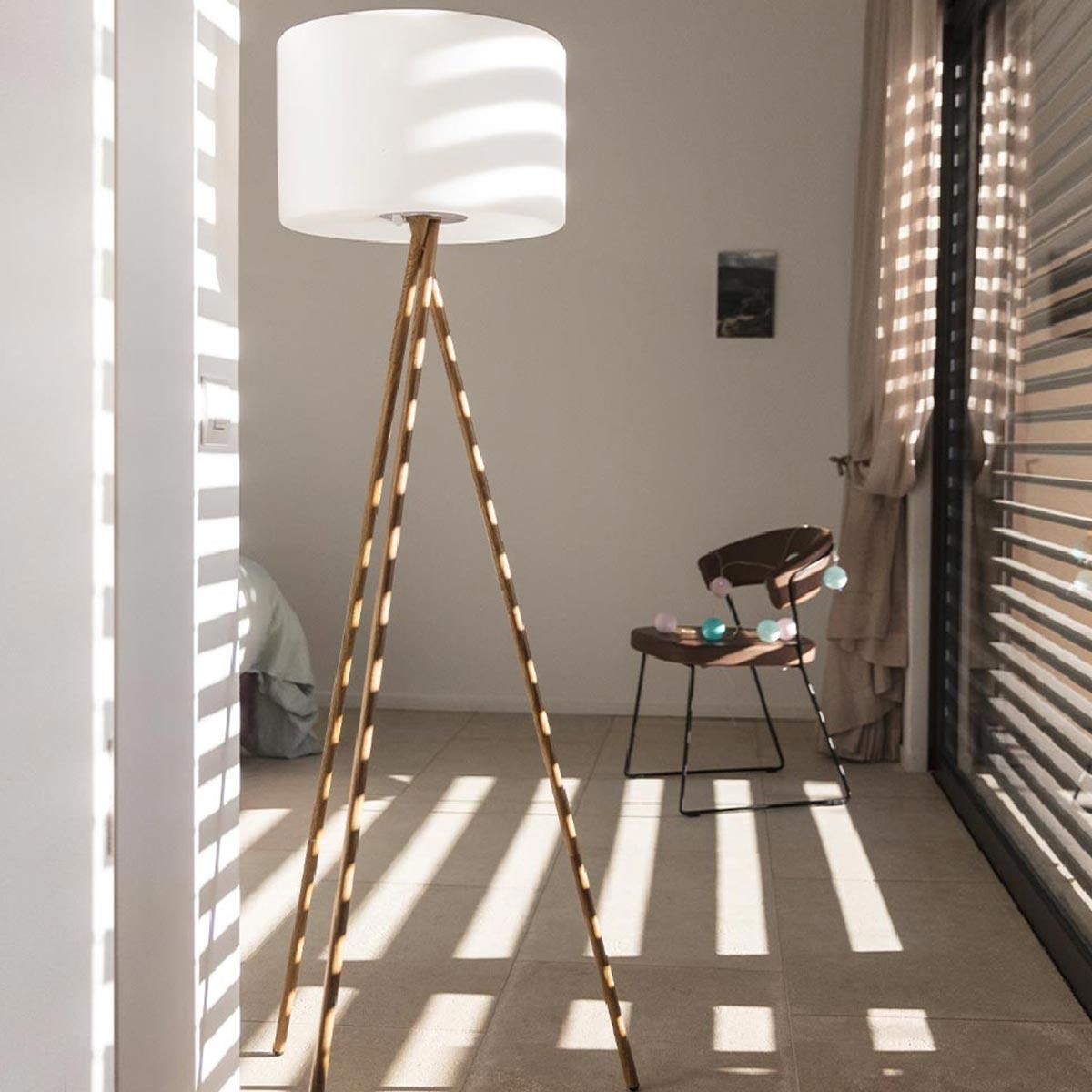 Lumisky Lampadaire extérieur sans fil TAMBOURY Bois Polyéthylène H155CM