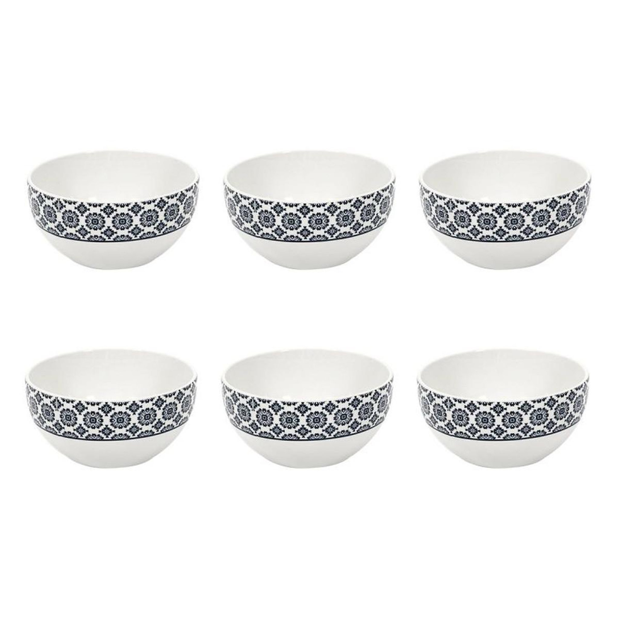 Voir la diapositive 1 : The Home Deco Factory Lot de 6 bols imprimé  cottage  60cl bleu