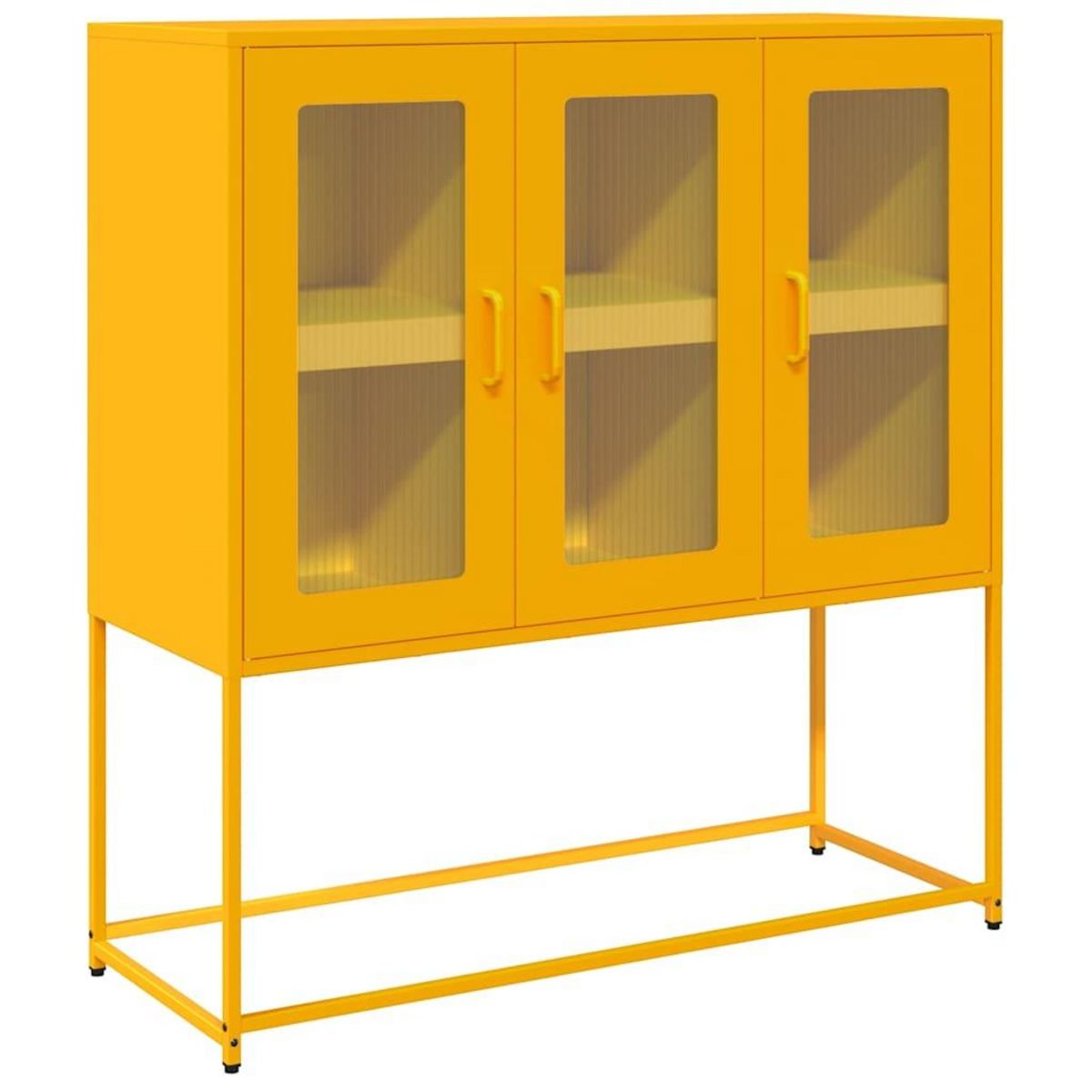 VIDAXL Buffet jaune moutarde 100,5x39x107 cm acier lamine a froid